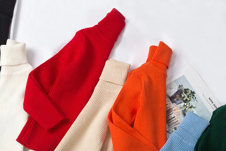 Light Blue High Neck Knitted Pullover for Kids — feature 3