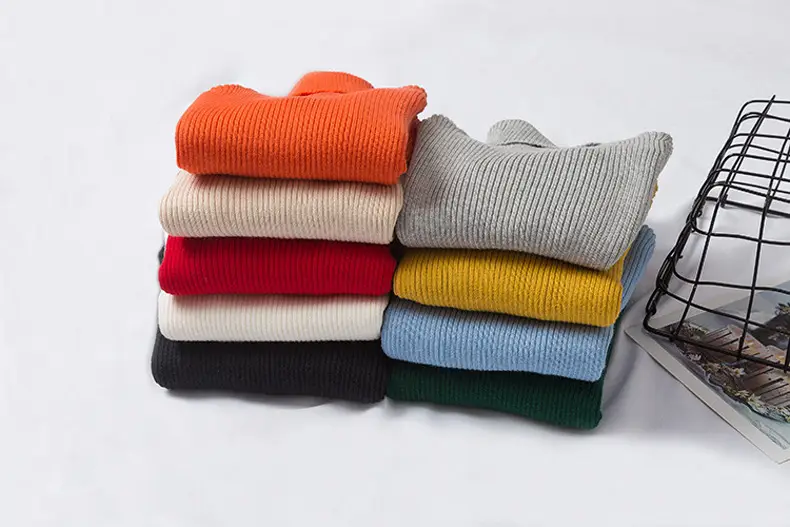 Light Blue High Neck Knitted Pullover for Kids — feature 4