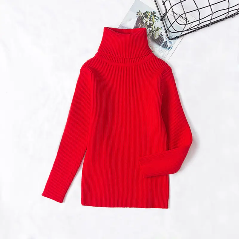 Light Blue High Neck Knitted Pullover for Kids - Image 4