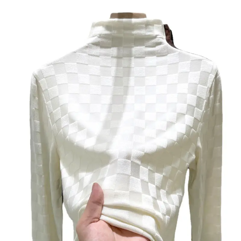 Women Half Turtleneck Warm Shirt White 2025 - Image 8
