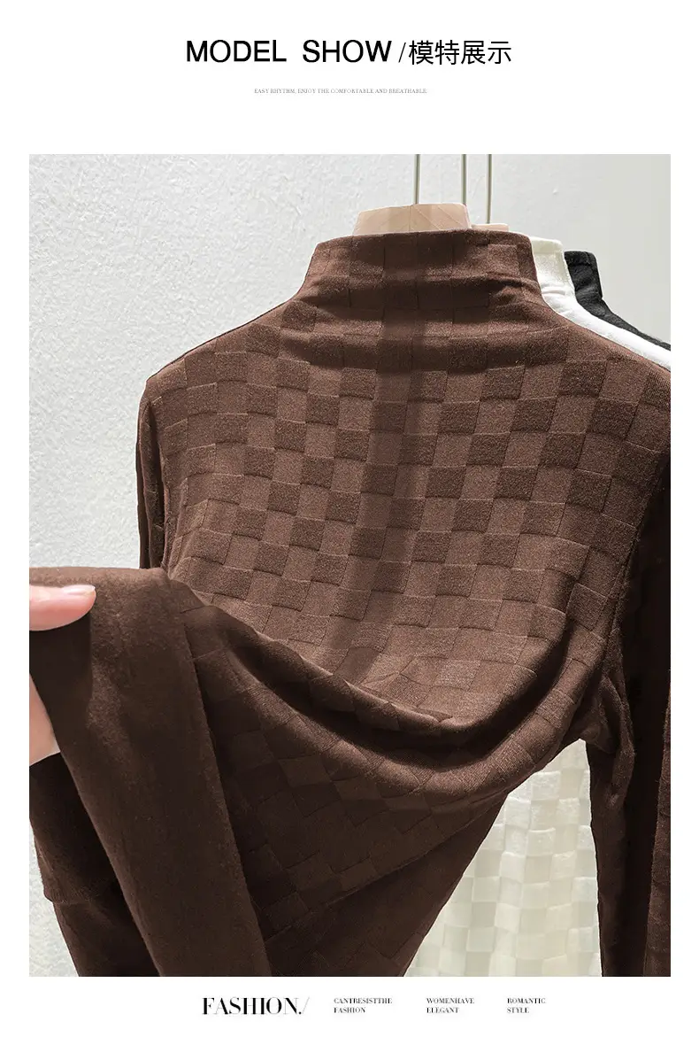 Women Half Turtleneck Warm Shirt White 2025 — feature 11
