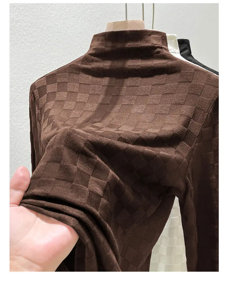 Women Half Turtleneck Warm Shirt White 2025 — feature 12
