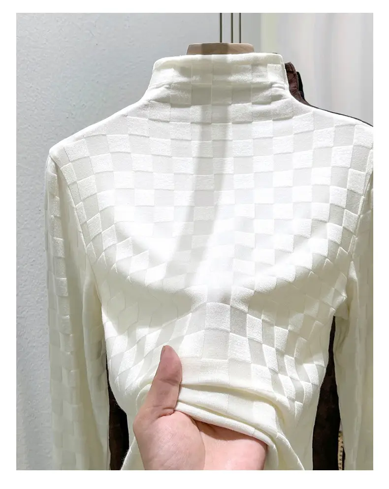 Women Half Turtleneck Warm Shirt White 2025 — feature 15