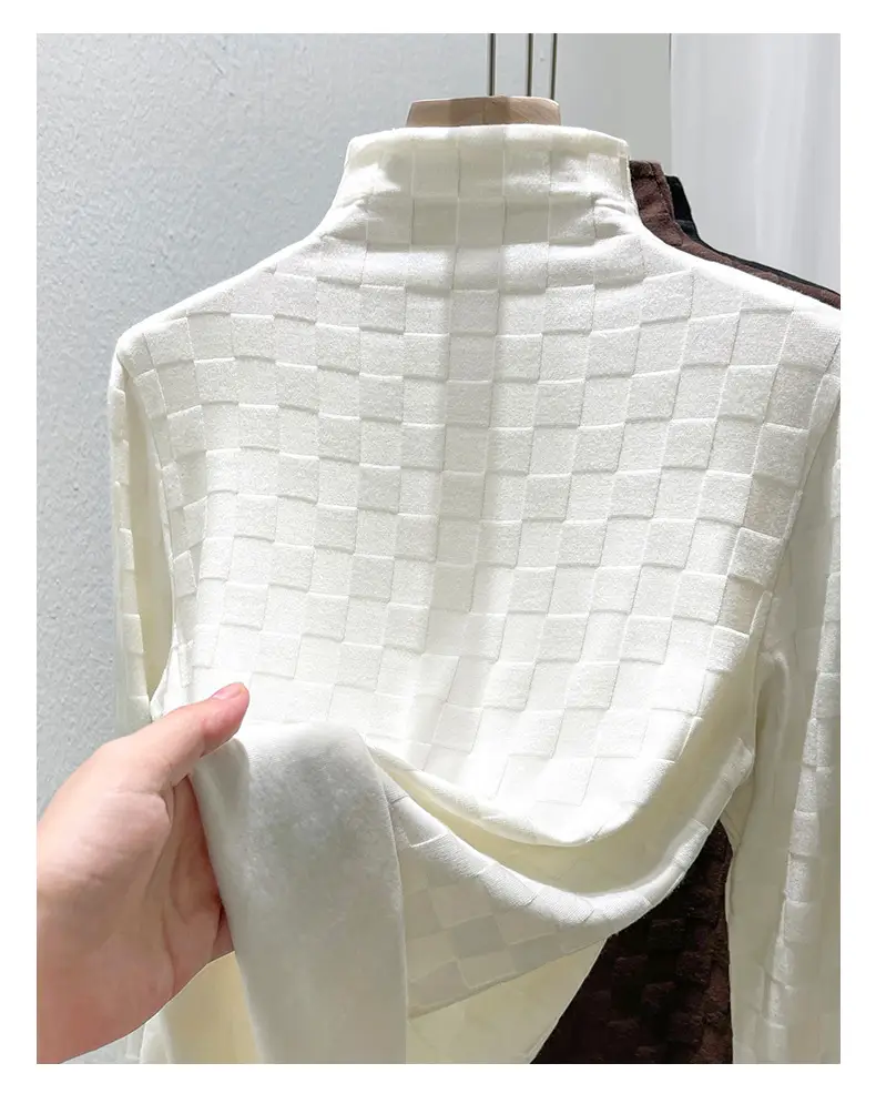 Women Half Turtleneck Warm Shirt White 2025 — feature 16