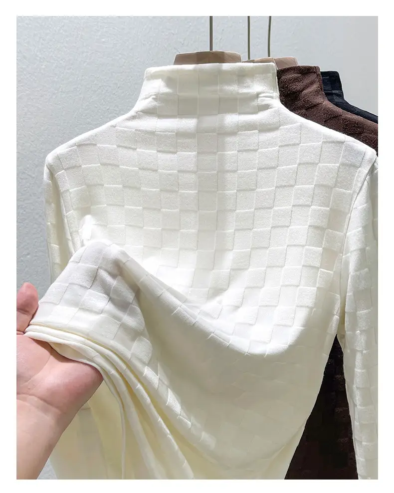 Women Half Turtleneck Warm Shirt White 2025 — feature 17