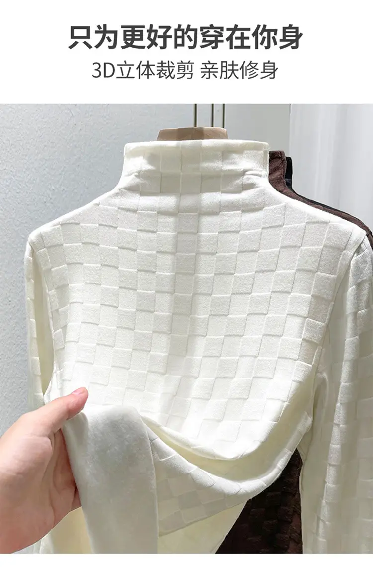 Women Half Turtleneck Warm Shirt White 2025 — feature 8