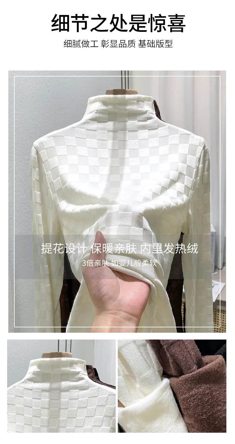 Women Half Turtleneck Warm Shirt White 2025 — feature 9