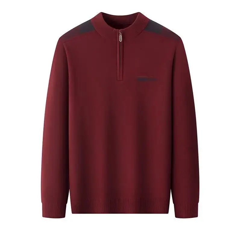 New Men Thickened Jacquard Sweater Long Sleeve Middle Age Elderly - Image 4