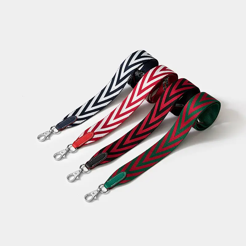 Crossbody Bag Straps with V-Pattern Webbing Red Black Green - Image 10