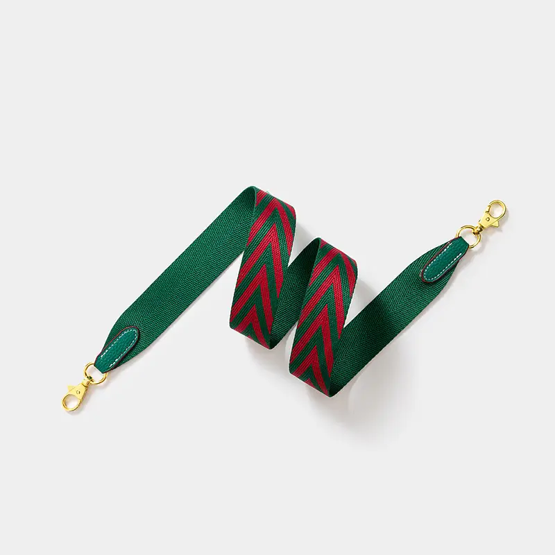Crossbody Bag Straps with V-Pattern Webbing Red Black Green - Image 3