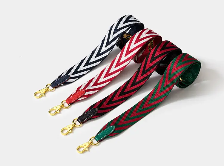Crossbody Bag Straps with V-Pattern Webbing Red Black Green — feature 3