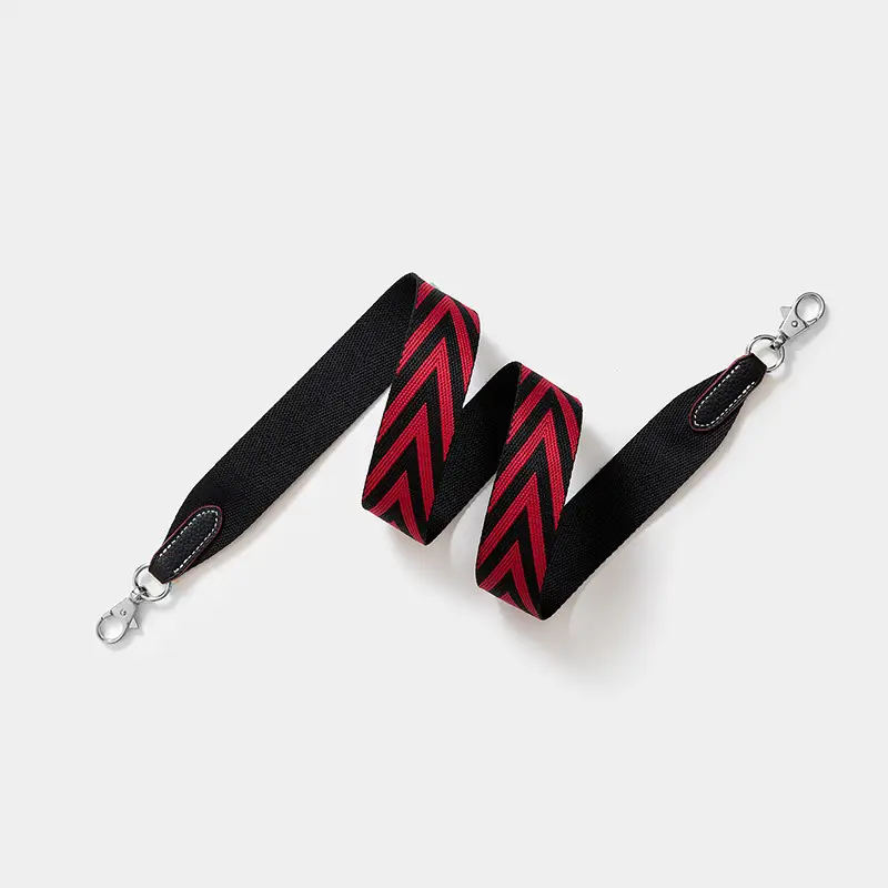 Crossbody Bag Straps with V-Pattern Webbing Red Black Green - Image 2