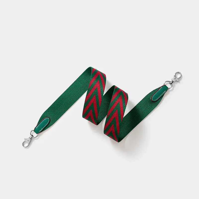 Crossbody Bag Straps with V-Pattern Webbing Red Black Green - Image 4
