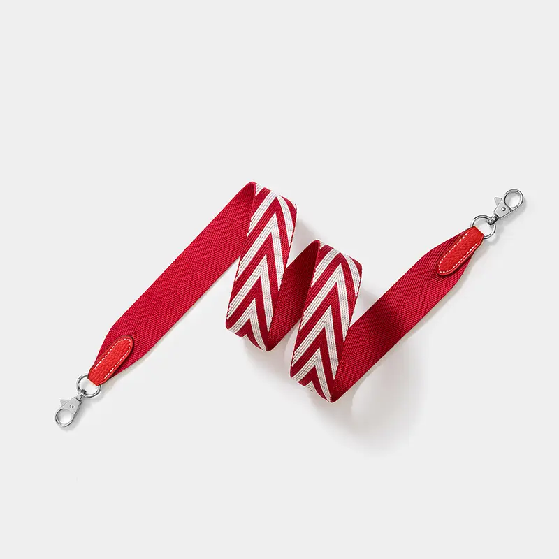 Crossbody Bag Straps with V-Pattern Webbing Red Black Green - Image 8