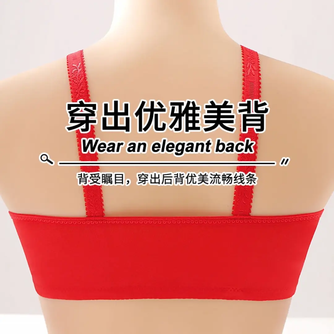 New Front Buckle Embroidered Underwear Cross-border Women's Gather Thin Cotton Cup Bra Middle-aged and Elderly plus size Bra without Steel Rings — feature 31