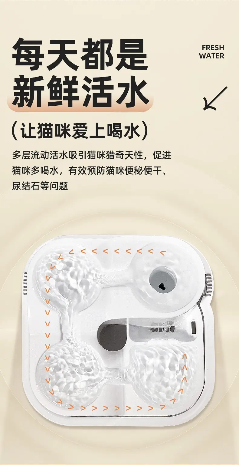 Cross-border cat water dispenser filter circulating water dog water bowl multi-slot automatic pet water dispenser wholesale — feature 6