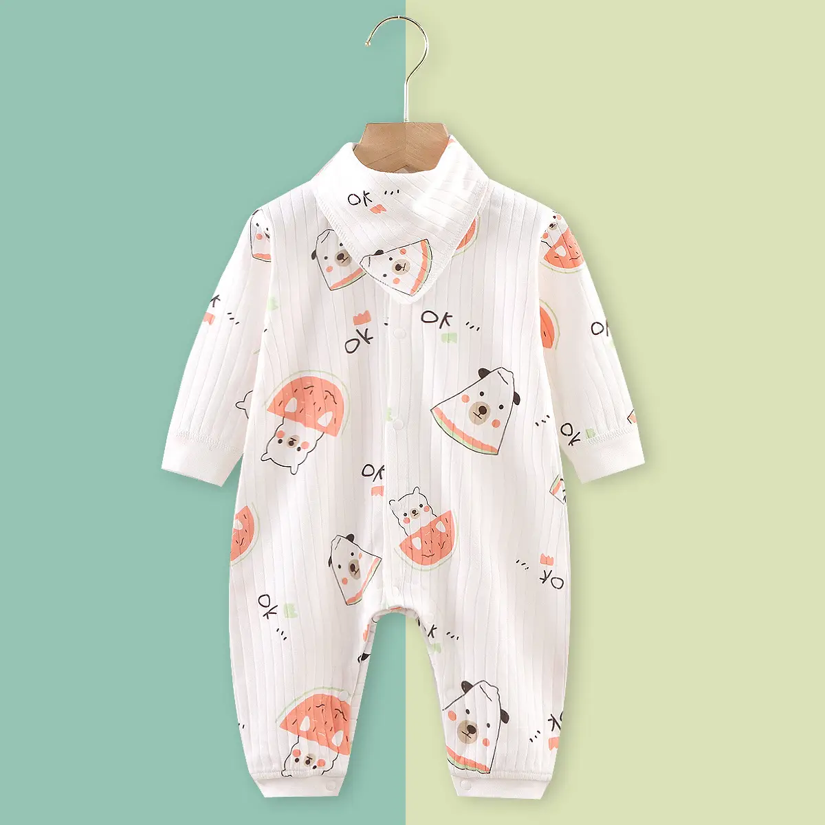 Baby Dinosaur Long Sleeve Romper White Cotton — feature 3