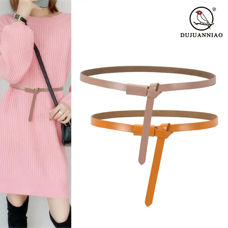 Black Genuine Leather Belt for Women High-end Knot Decorative Dress Waist Cover - Image 16