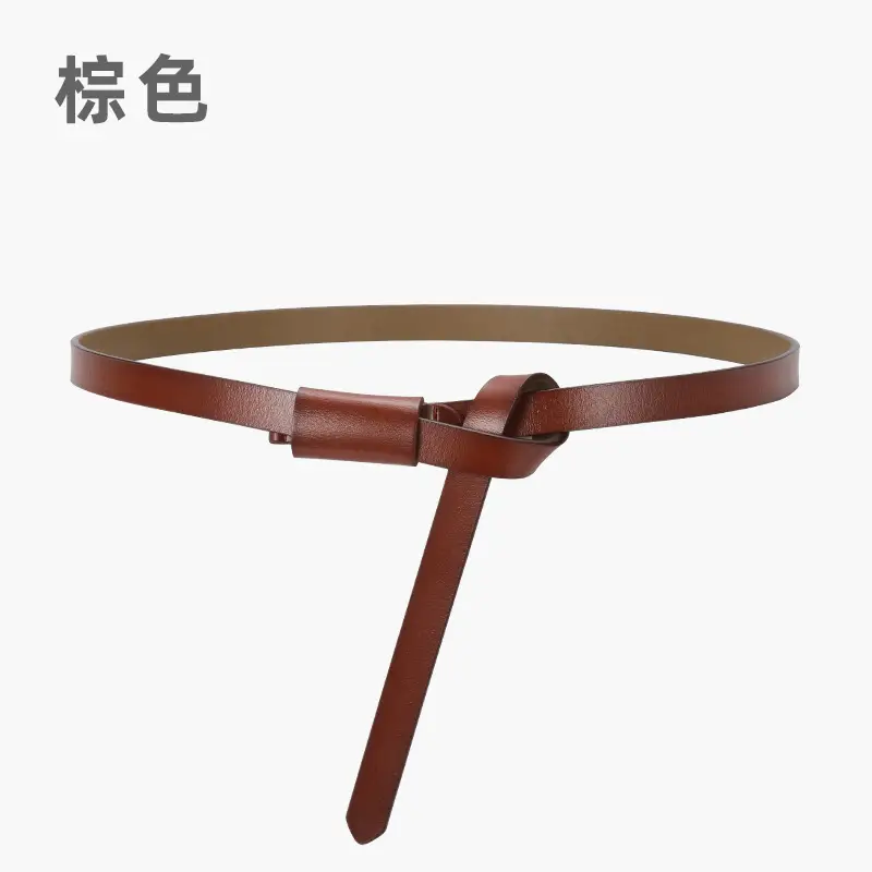 Black Genuine Leather Belt for Women High-end Knot Decorative Dress Waist Cover - Image 14