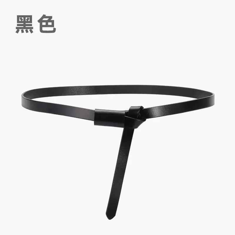 Black Genuine Leather Belt for Women High-end Knot Decorative Dress Waist Cover - Image 2