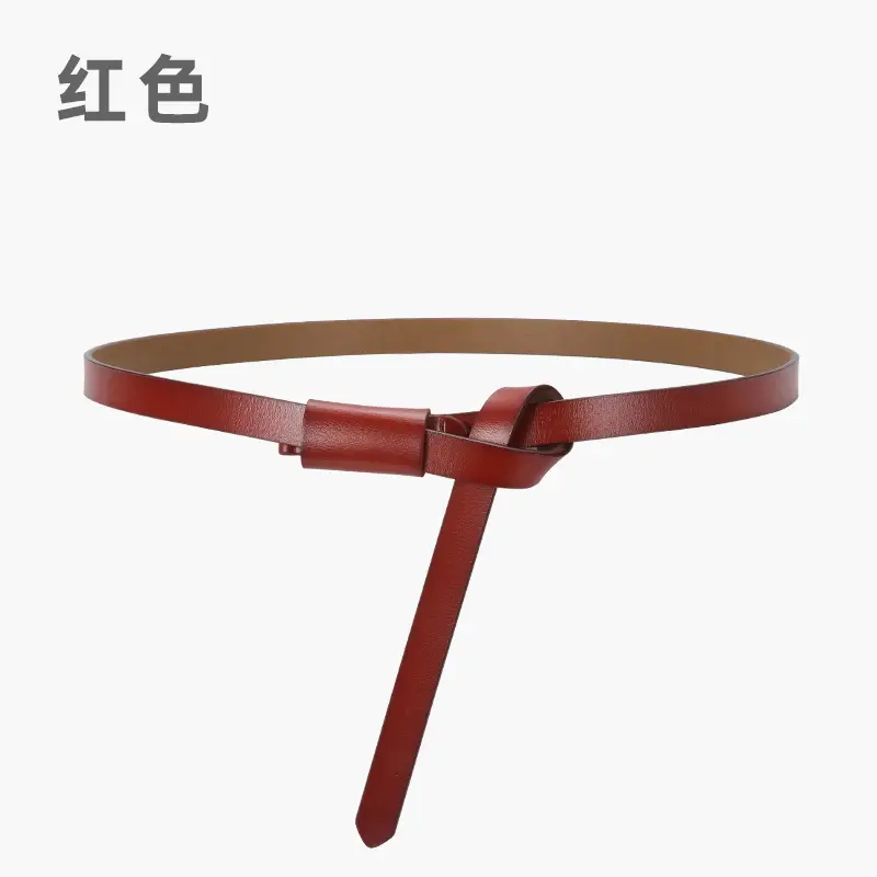 Black Genuine Leather Belt for Women High-end Knot Decorative Dress Waist Cover - Image 3