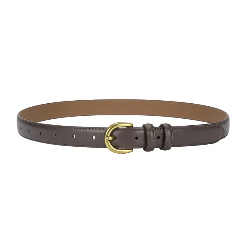 Women's Genuine Leather D-Pin Belt焦糖色