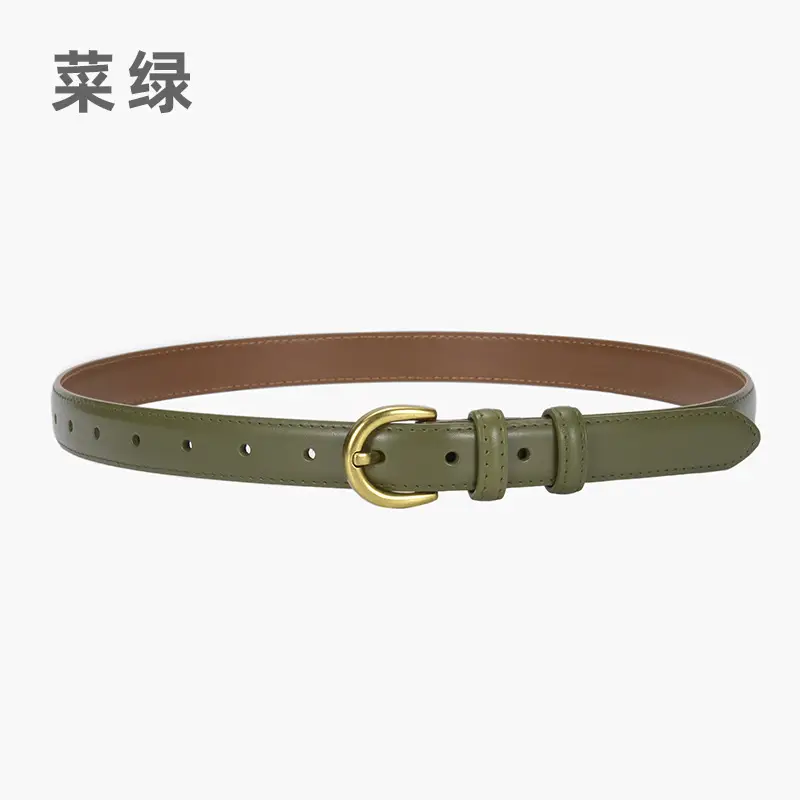 Women's Genuine Leather D-Pin Belt焦糖色
