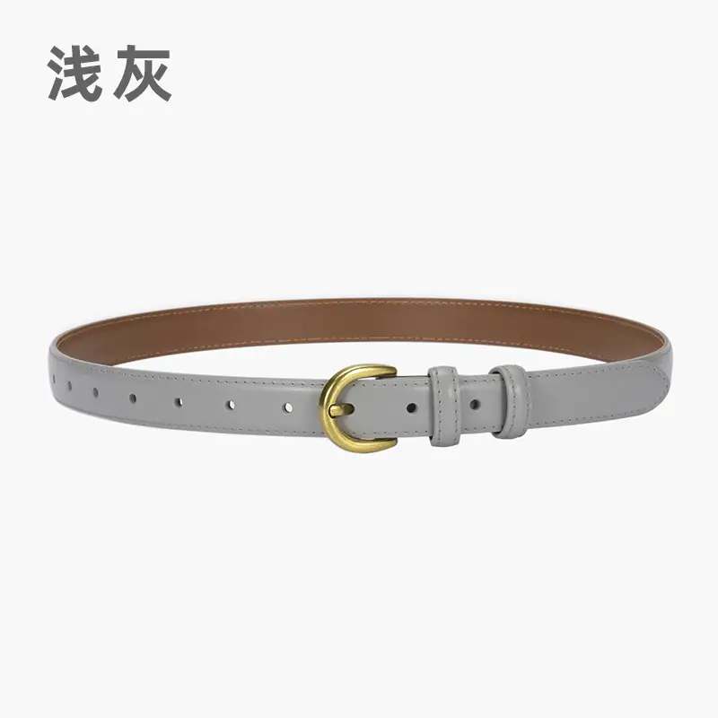 Women's Genuine Leather D-Pin Belt焦糖色