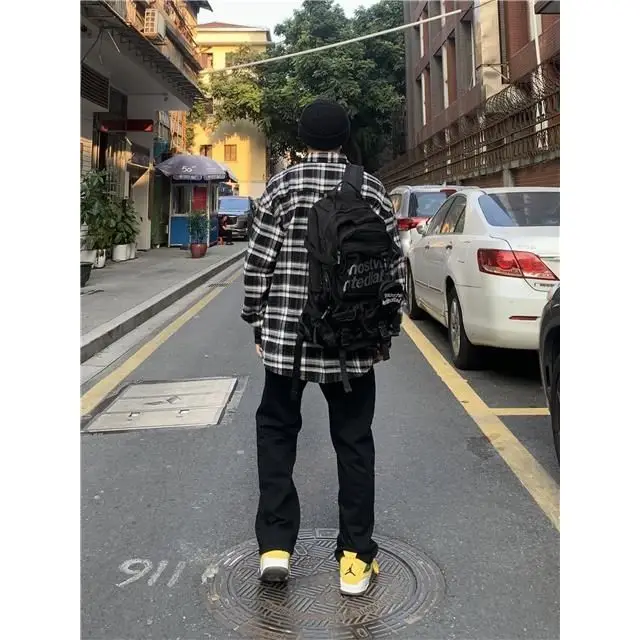 2023 Unisex Plaid Casual Pants with Yellow Sneakers - Image 6
