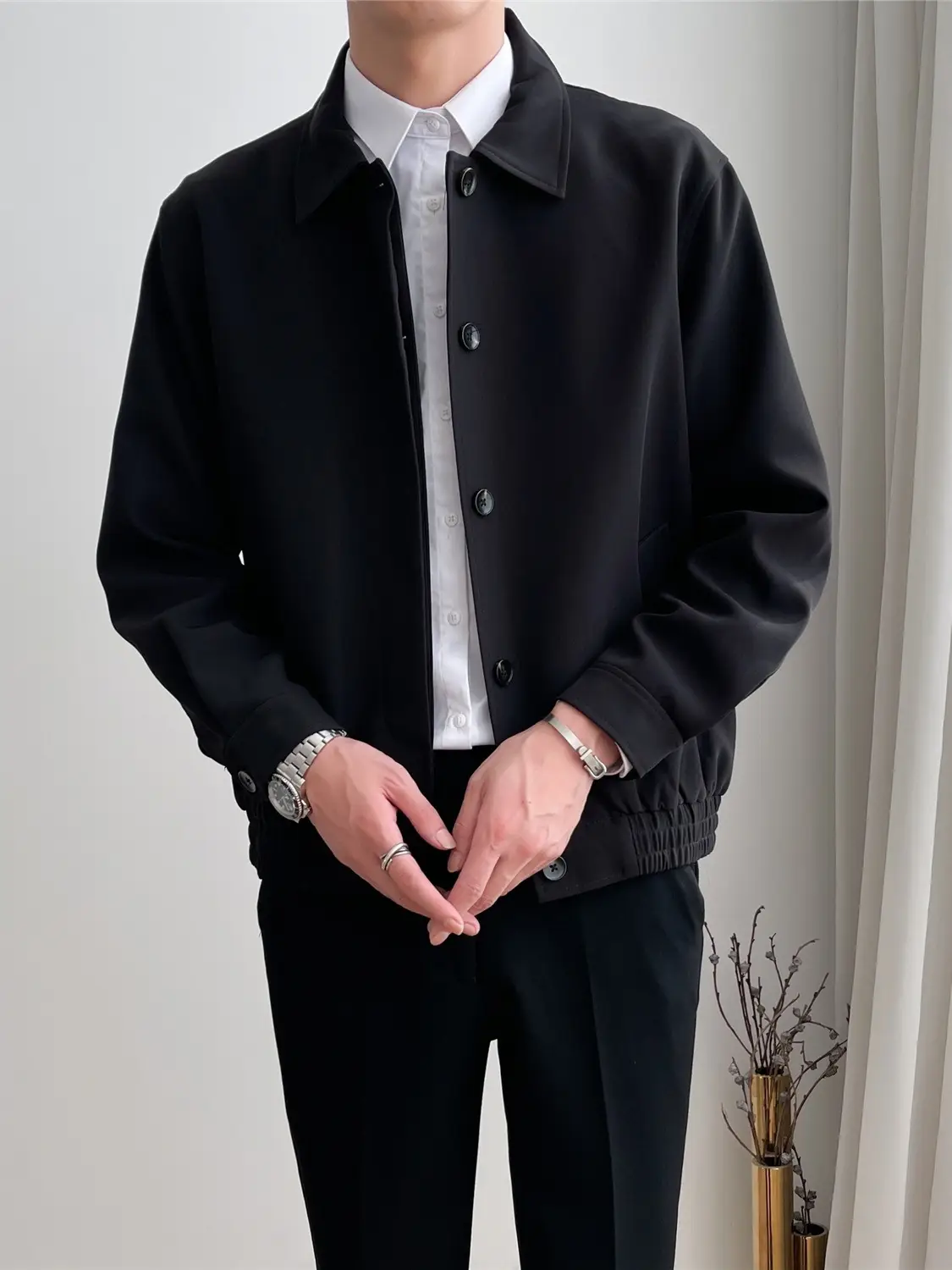 Men's Apricot Lapel Jacket Loose Korean Style