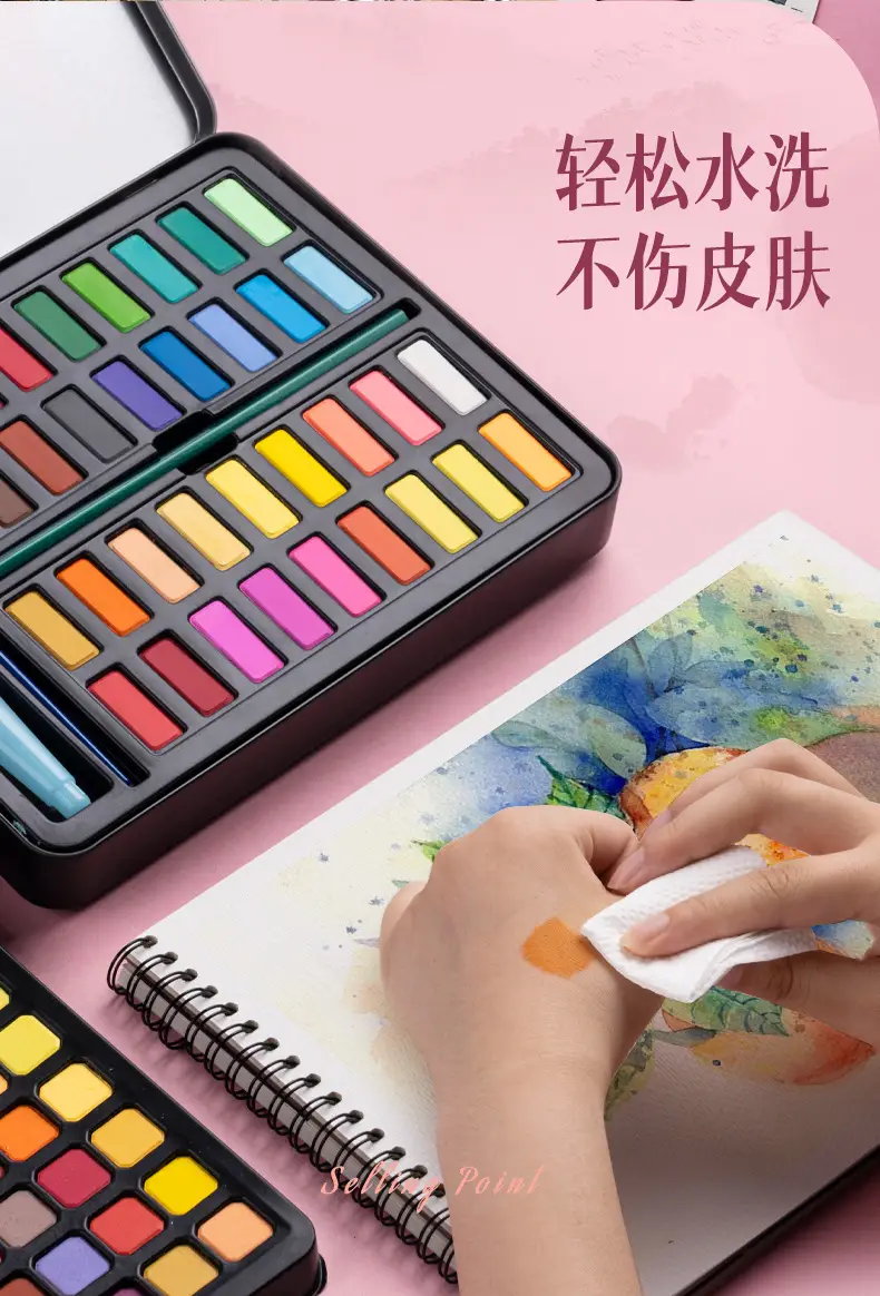 Solid Watercolor Pearlescent Dunhuang Cross-border Wholesale Pigment Painting Nail Art Pearlescent Watercolor Gouache Starter Pigment — feature 15