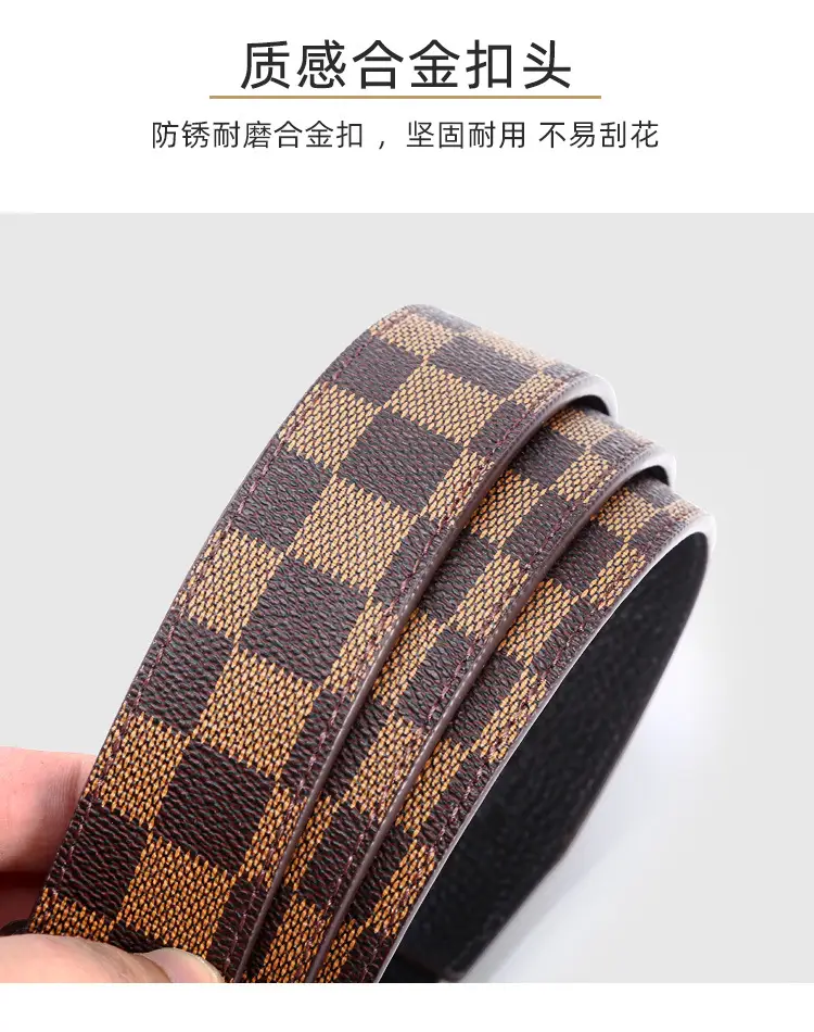 Men's Gold Plated Network Belt with Letter Plaid Design β feature 3