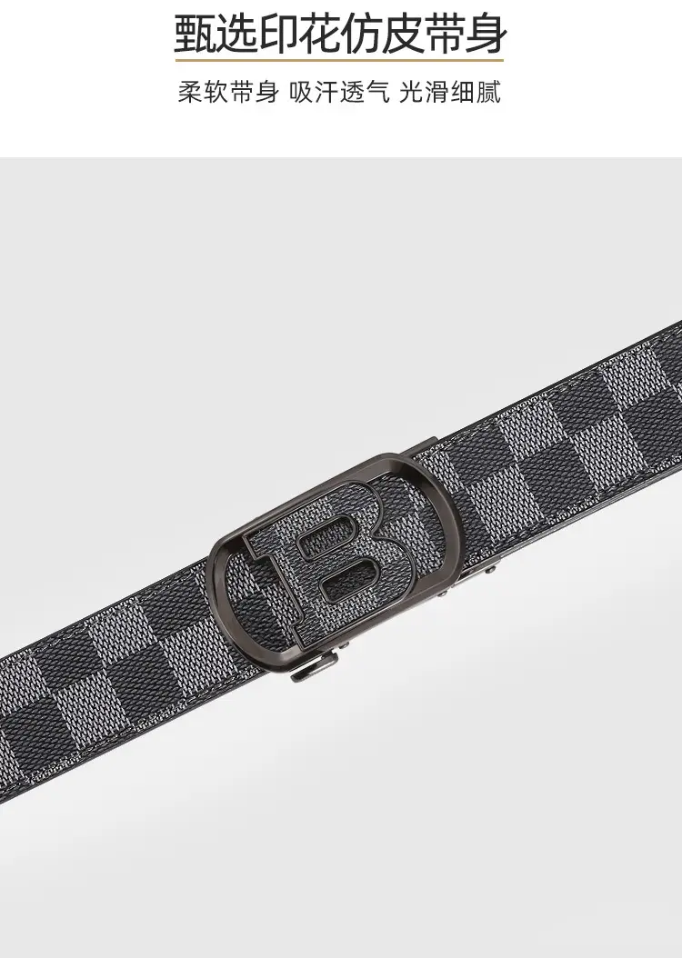 Men's Gold Plated Network Belt with Letter Plaid Design β feature 4