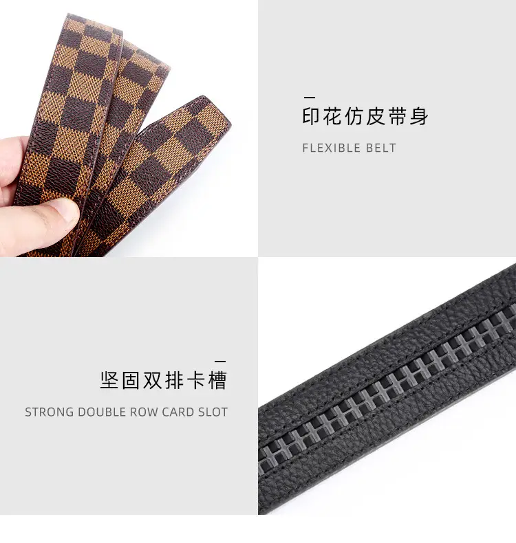 Men's Gold Plated Network Belt with Letter Plaid Design β feature 7