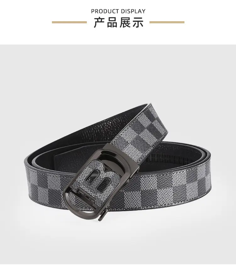 Men's Gold Plated Network Belt with Letter Plaid Design β feature 8