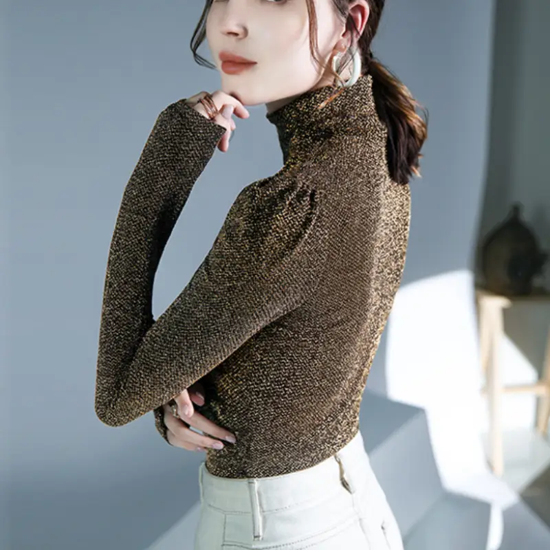 Black Silk Long Sleeve Neck Top with Keyhole Design - Image 4