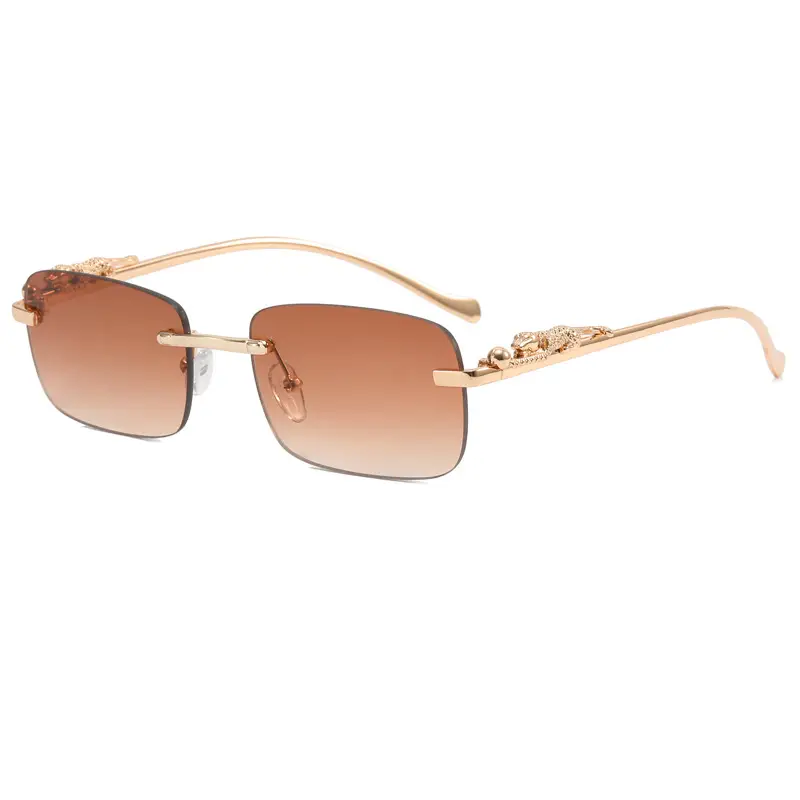 Men's Gold Metal Frame Square Lenses Sunglasses - Image 9