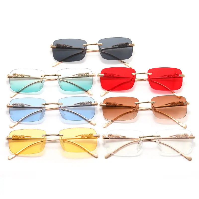 Men's Gold Metal Frame Square Lenses Sunglasses - Image 12