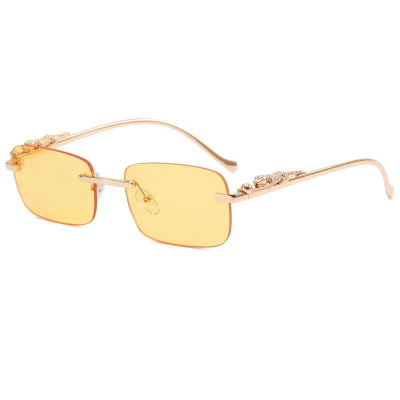 Men's Gold Metal Frame Square Lenses Sunglasses - Image 2