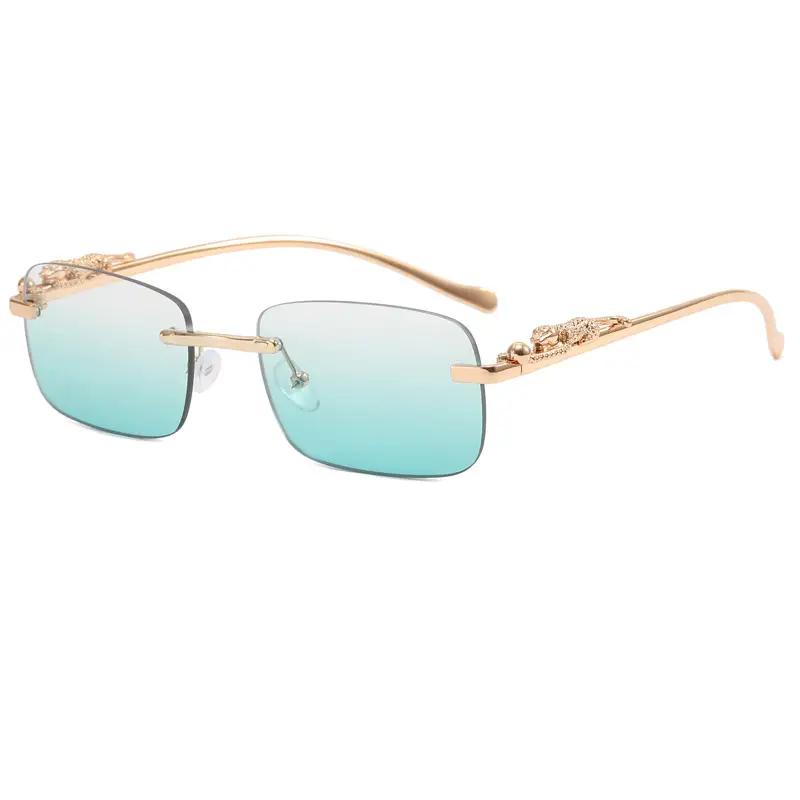 Men's Gold Metal Frame Square Lenses Sunglasses - Image 3
