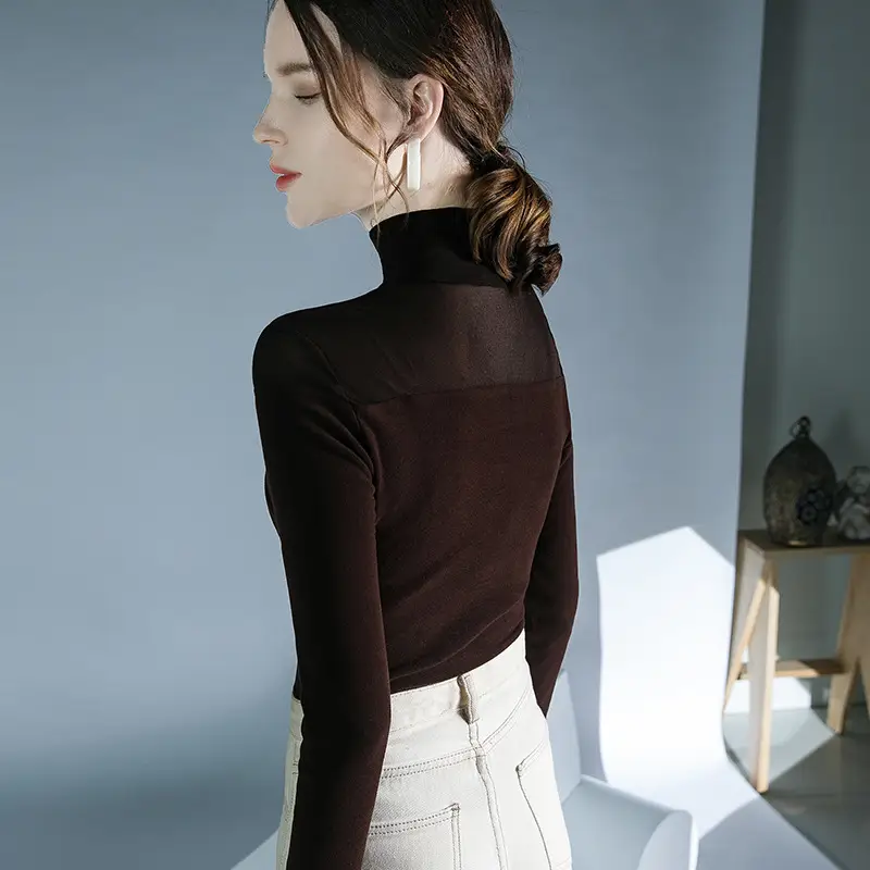 Black Velvet Long Sleeve Top for Women Autumn Winter - Image 4