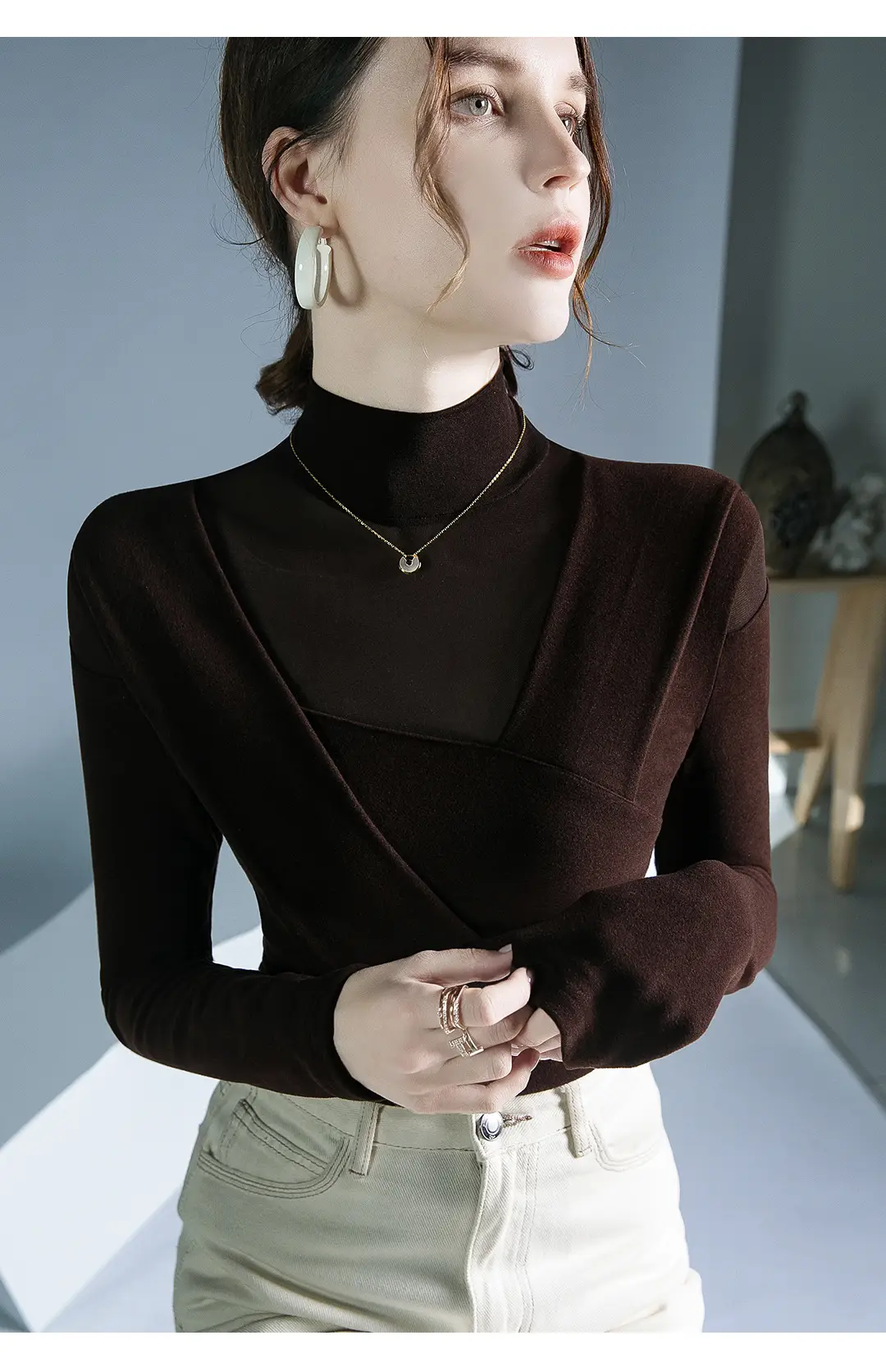 Black Velvet Long Sleeve Top for Women Autumn Winter — feature 5