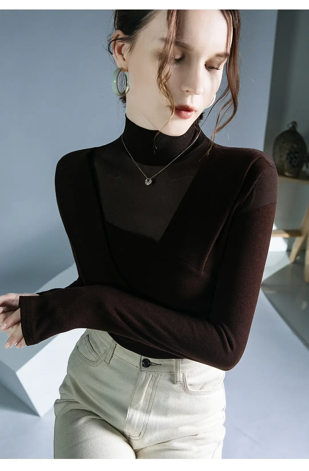 Black Velvet Long Sleeve Top for Women Autumn Winter — feature 6