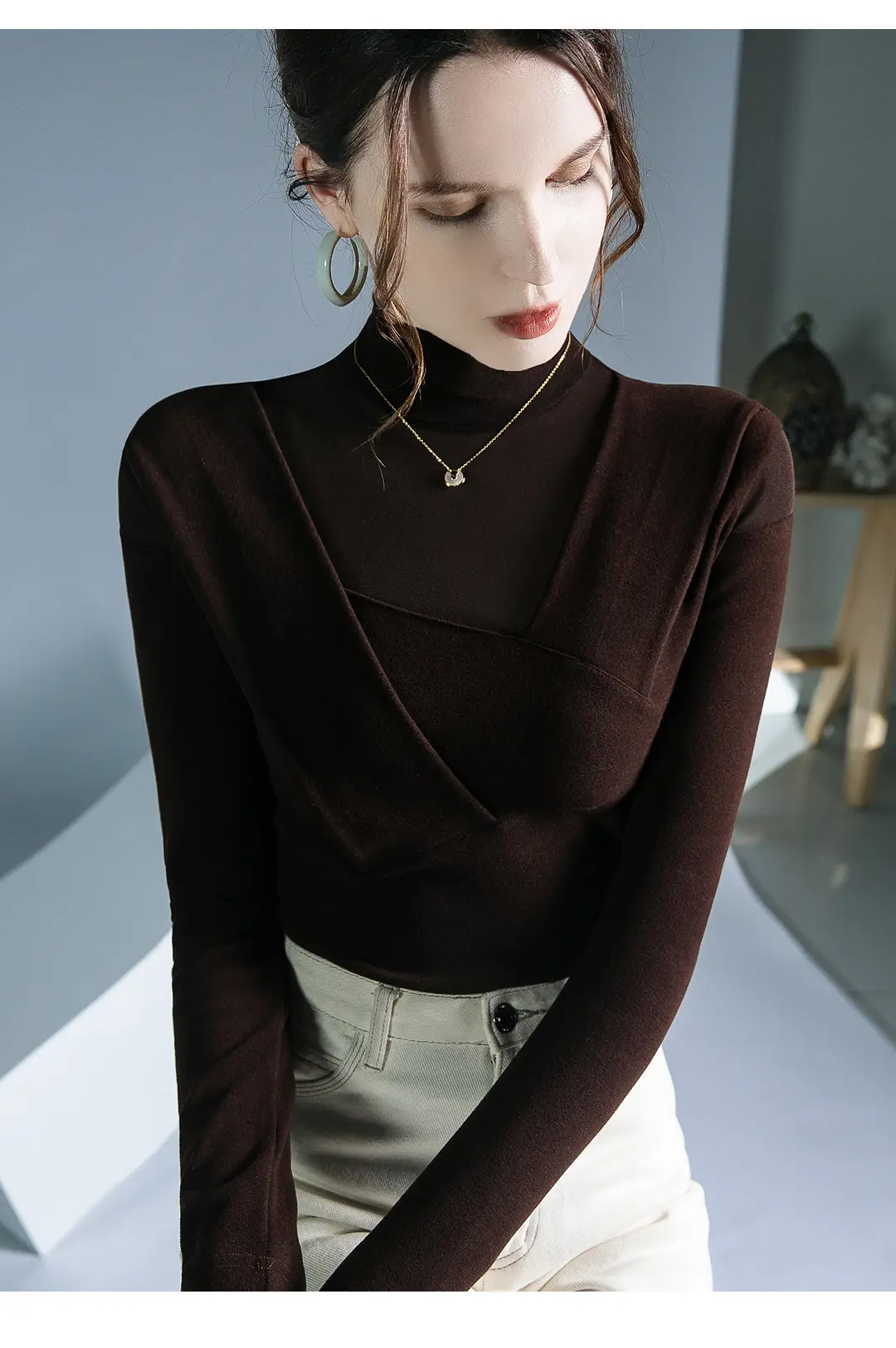 Black Velvet Long Sleeve Top for Women Autumn Winter — feature 7