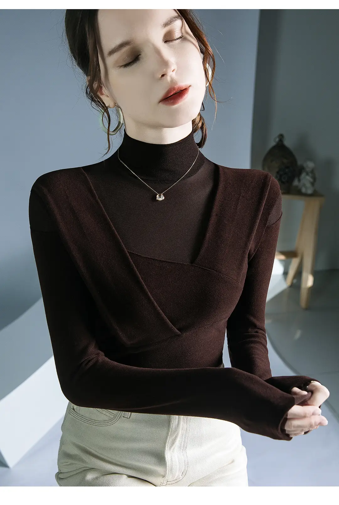Black Velvet Long Sleeve Top for Women Autumn Winter — feature 8