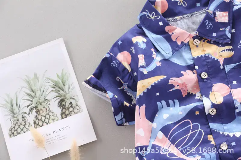 Boys' Navy Printed Shorts Suit with Hat & Sneakers — feature 10
