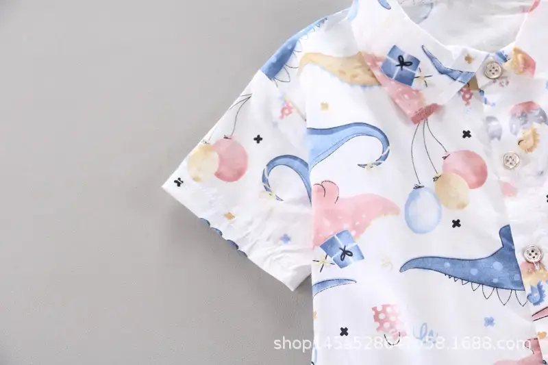 Boys' Navy Printed Shorts Suit with Hat & Sneakers — feature 17