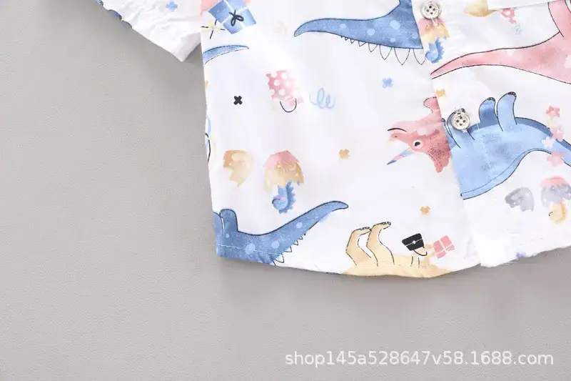 Boys' Navy Printed Shorts Suit with Hat & Sneakers — feature 18