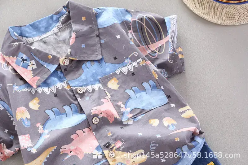Boys' Navy Printed Shorts Suit with Hat & Sneakers — feature 30