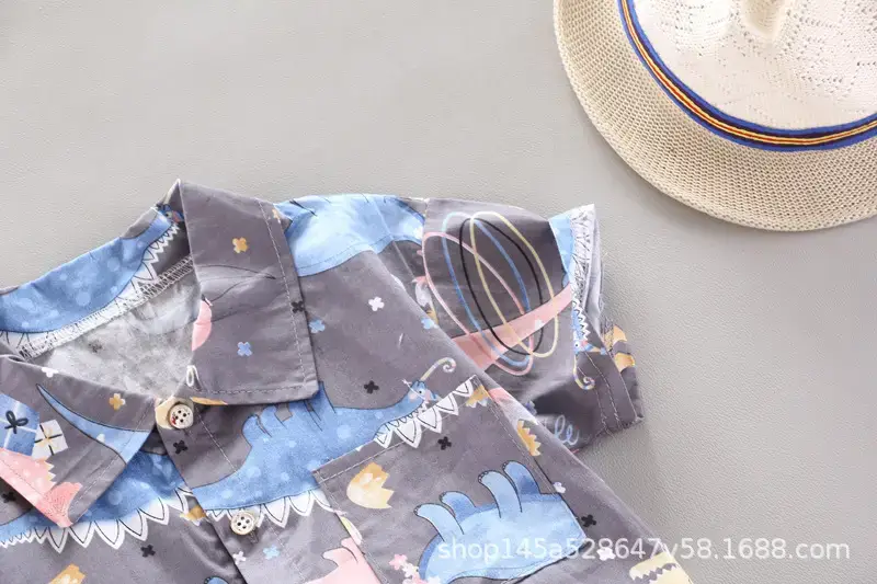 Boys' Navy Printed Shorts Suit with Hat & Sneakers — feature 31